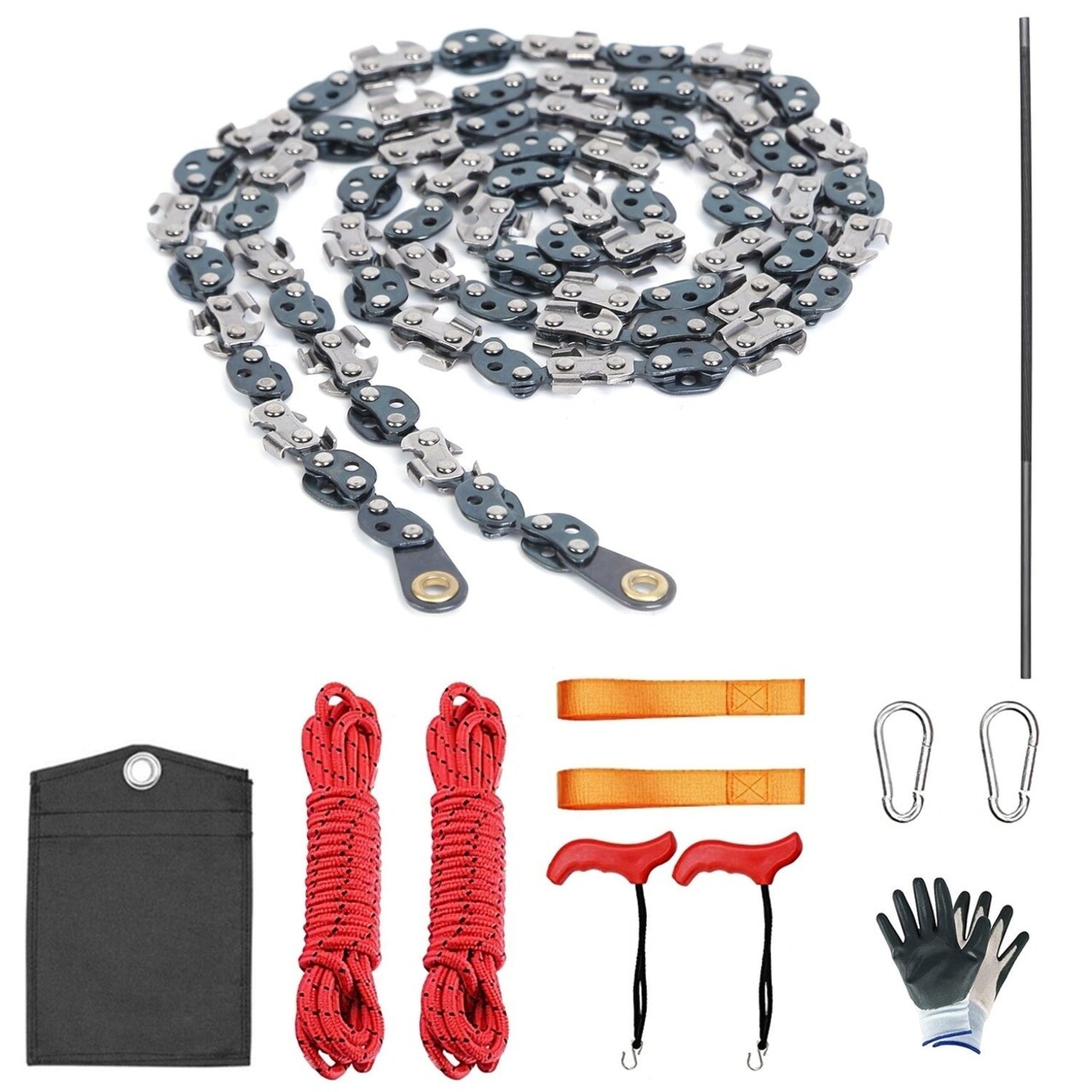 SKUSHOPS 55in 68 Sharp Teeth Hand Rope Chainsaw Kit Blades on Both Side High Tree Limb Rope Saw with 196in Ropes Folding Pocket